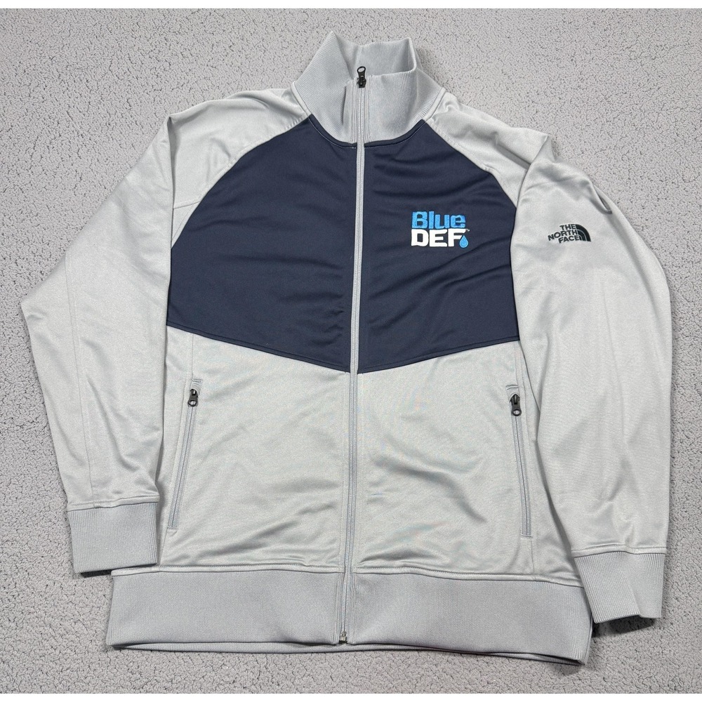 The North Face Track Jacket Mens XL Gray Navy Full Zip Blue DEF Logo NF0A3SEW
